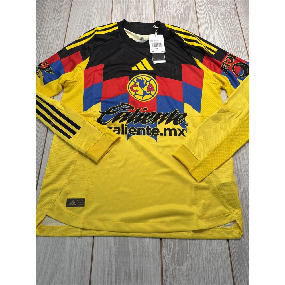 New Adidas Mens Club America Soccer Authentic Jersey Size Medium $160 Longsleeve